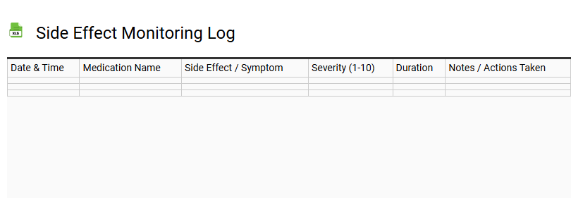 Side Effect Monitoring Log