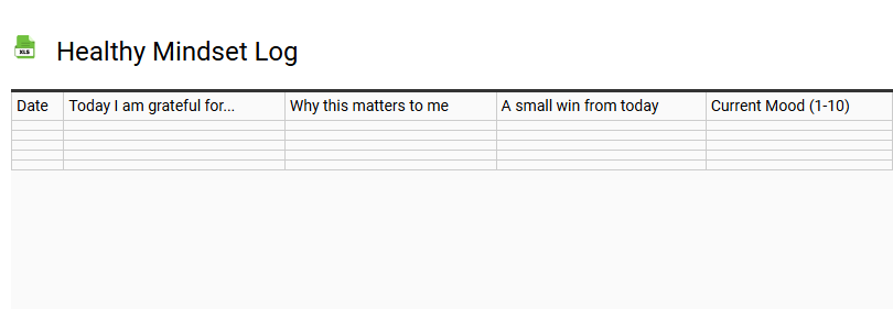 Healthy Mindset Log