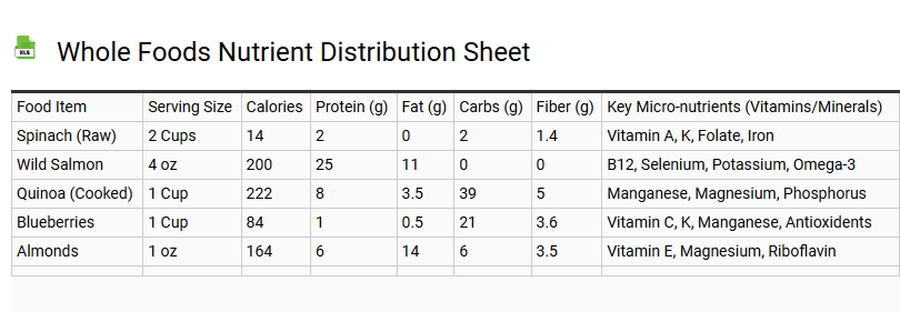 Whole Foods Nutrient Distribution Sheet