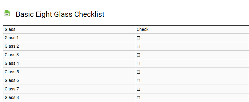Basic Eight Glass Checklist