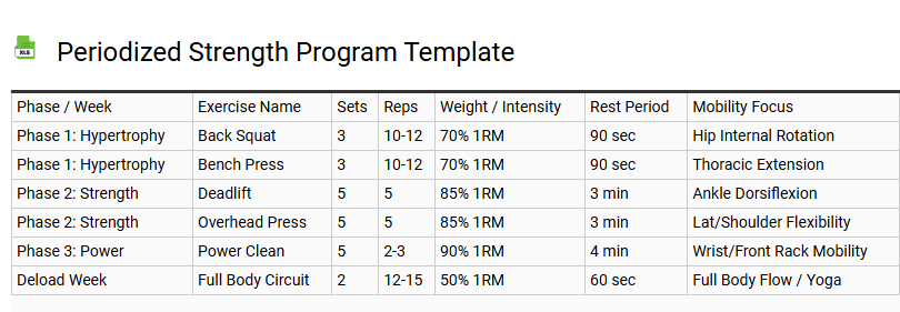 Periodized Strength Program Template