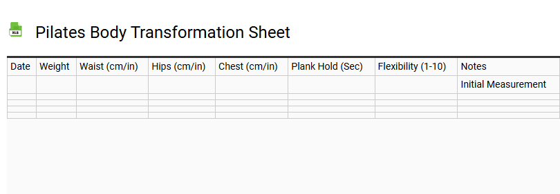 Pilates Body Transformation Sheet