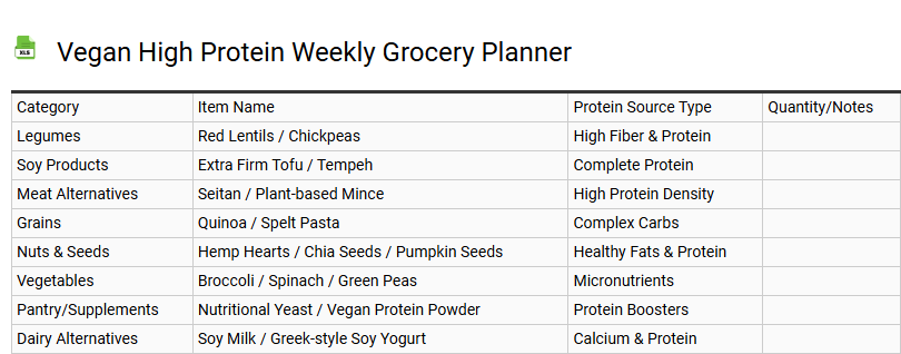 Vegan High Protein Weekly Grocery Planner