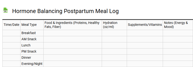 Hormone Balancing Postpartum Meal Log