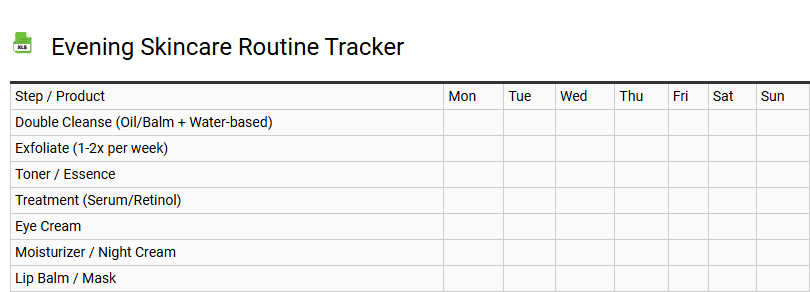 Evening Skincare Routine Tracker