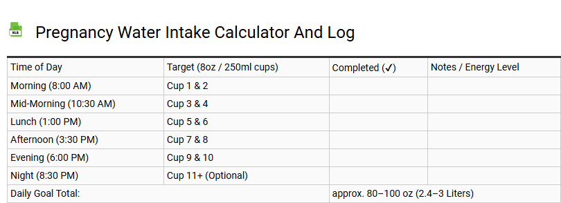 Pregnancy Water Intake Calculator and Log