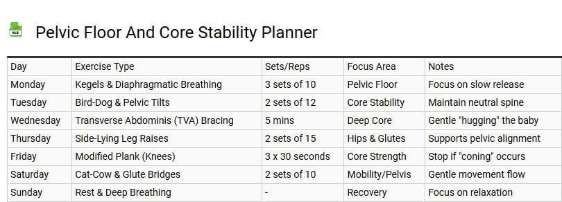Pelvic Floor and Core Stability Planner