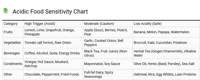 Acidic Food Sensitivity Chart