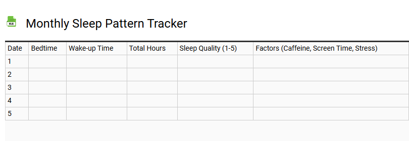Monthly Sleep Pattern Tracker