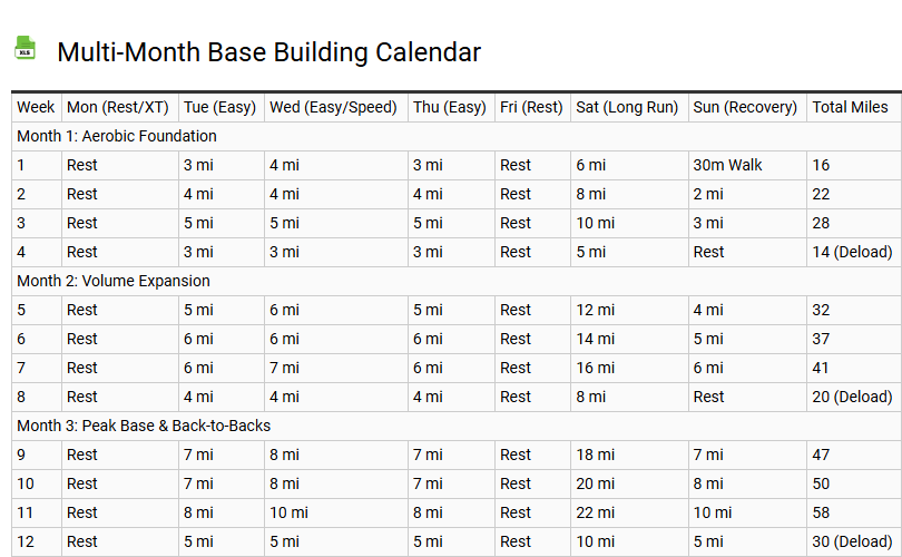 Multi-Month Base Building Calendar
