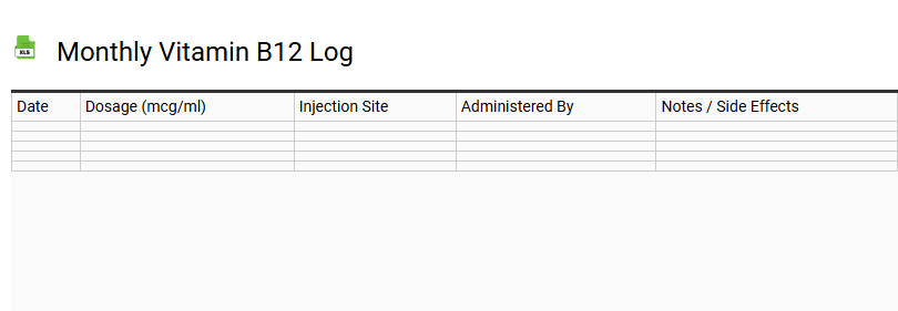Monthly Vitamin B12 Log