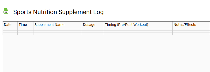 Sports Nutrition Supplement Log