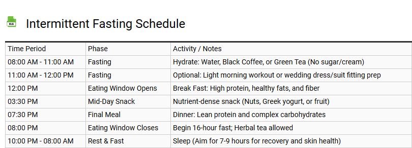 Intermittent Fasting Schedule