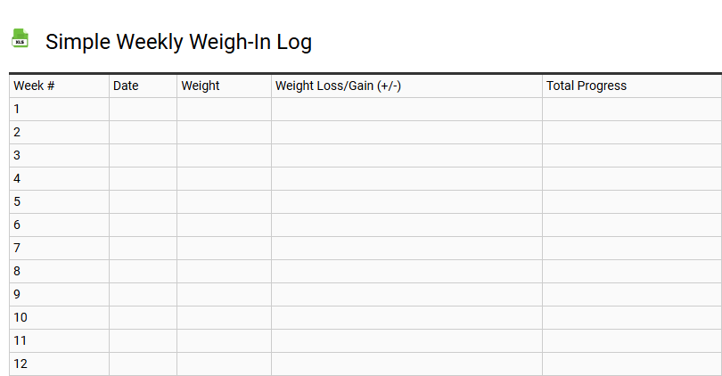 Simple Weekly Weigh-In Log
