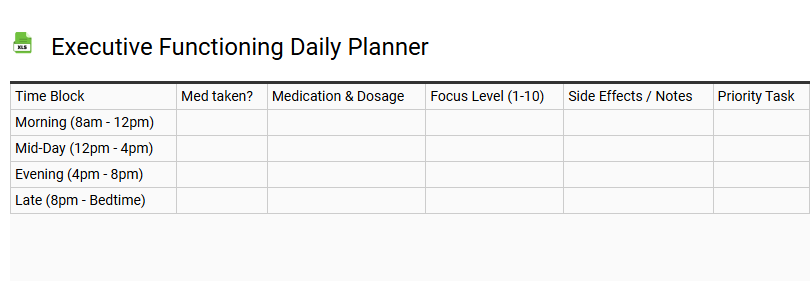 Executive Functioning Daily Planner