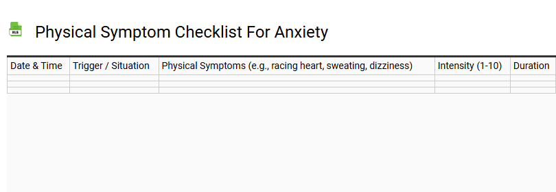 Physical Symptom Checklist for Anxiety