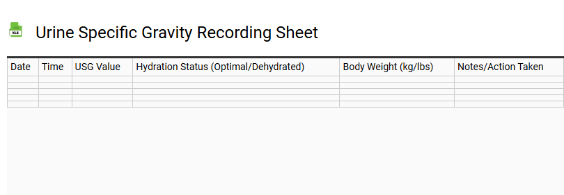 Urine Specific Gravity Recording Sheet