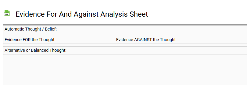 Evidence For and Against Analysis Sheet