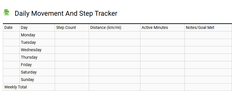 Daily Movement and Step Tracker