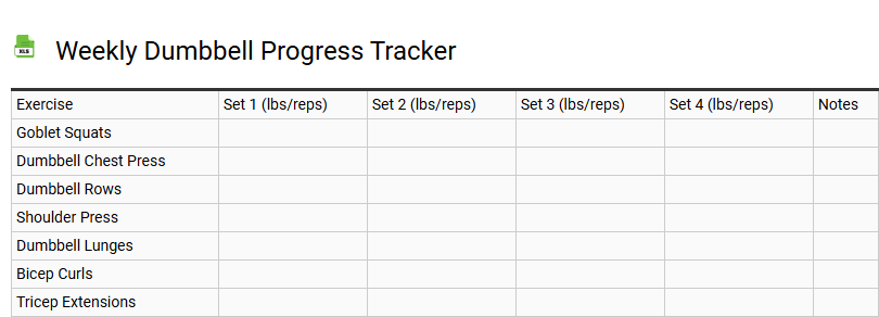 Weekly Dumbbell Progress Tracker