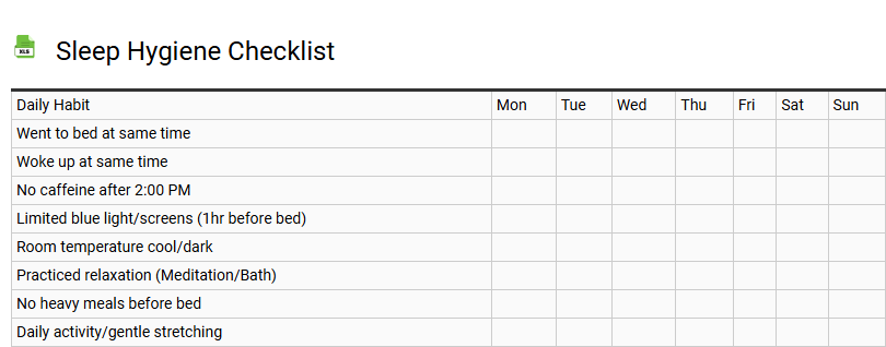 Sleep Hygiene Checklist