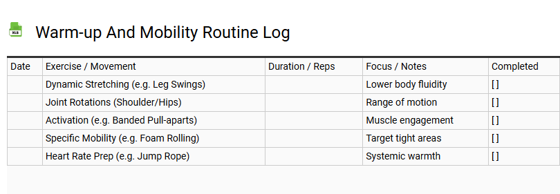 Warm-up and Mobility Routine Log