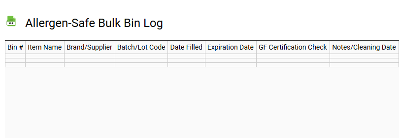 Allergen-Safe Bulk Bin Log