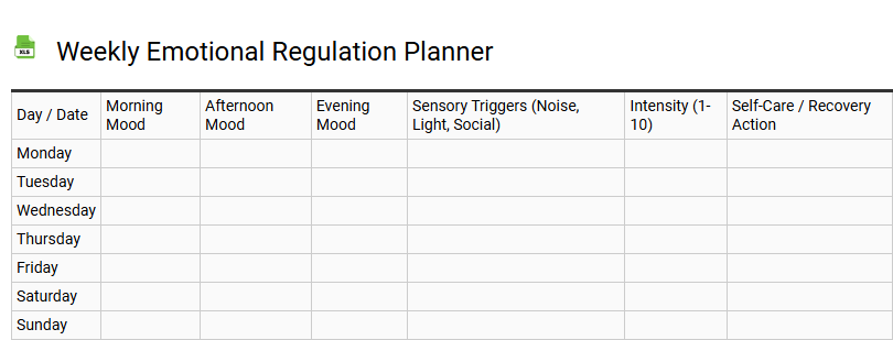 Weekly Emotional Regulation Planner