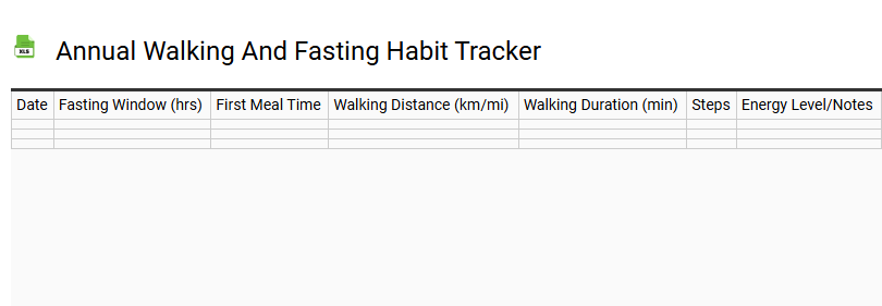 Annual Walking and Fasting Habit Tracker