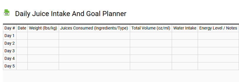 Daily Juice Intake and Goal Planner