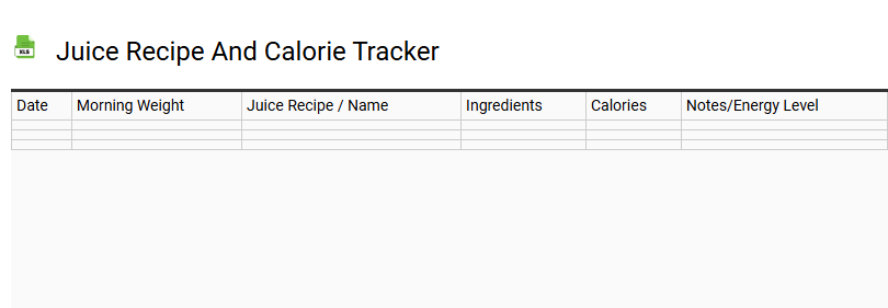 Juice Recipe and Calorie Tracker