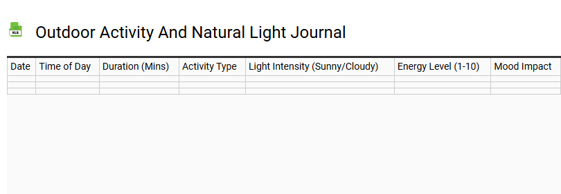 Outdoor Activity and Natural Light Journal