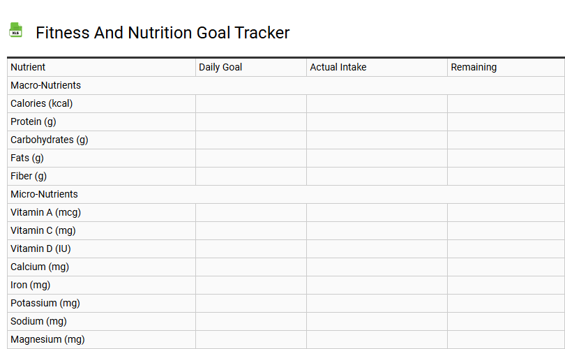 Fitness and Nutrition Goal Tracker