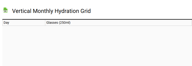 Vertical Monthly Hydration Grid
