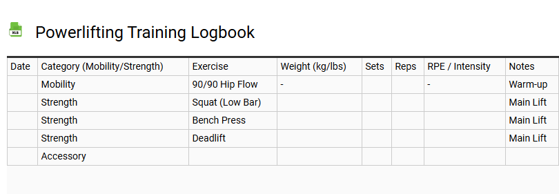 Powerlifting Training Logbook