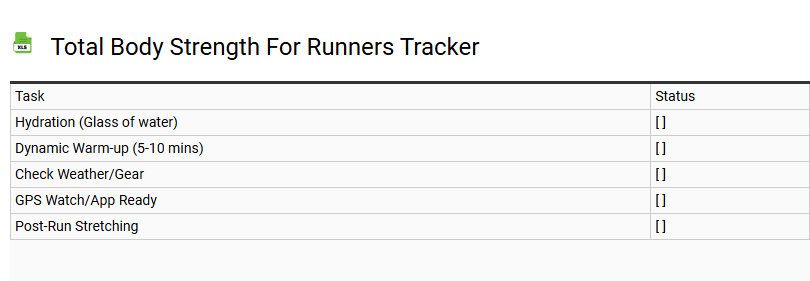 Total Body Strength for Runners Tracker