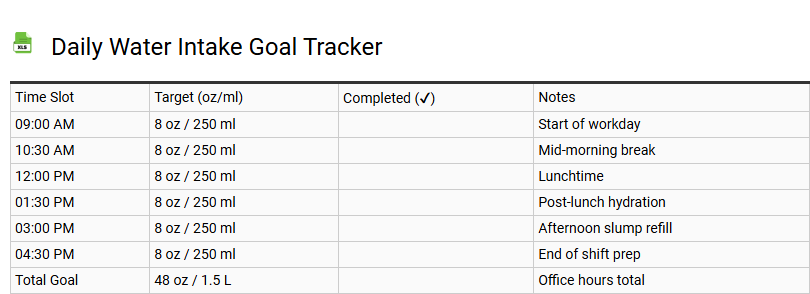 Daily Water Intake Goal Tracker