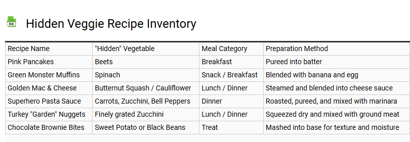 Hidden Veggie Recipe Inventory