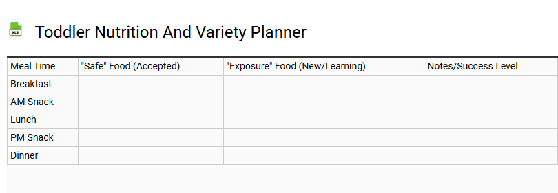 Toddler Nutrition and Variety Planner
