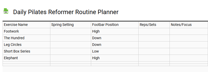 Daily Pilates Reformer Routine Planner