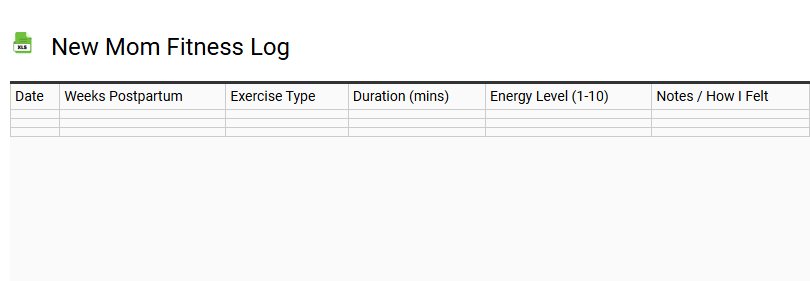 New Mom Fitness Log
