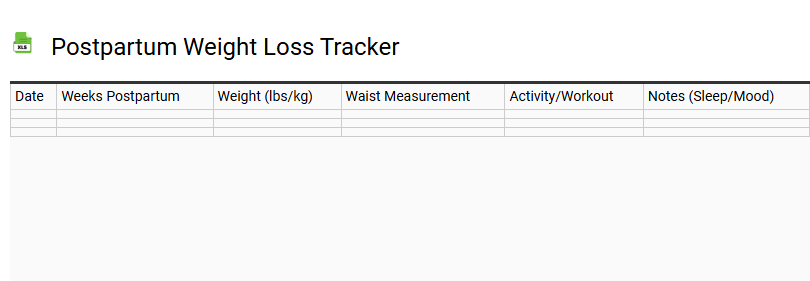 Postpartum Weight Loss Tracker