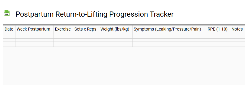 Postpartum Return-to-Lifting Progression Tracker