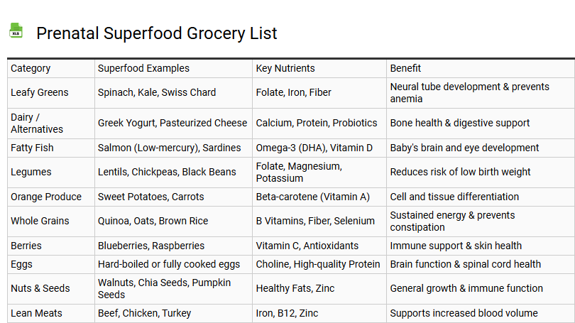 Prenatal Superfood Grocery List