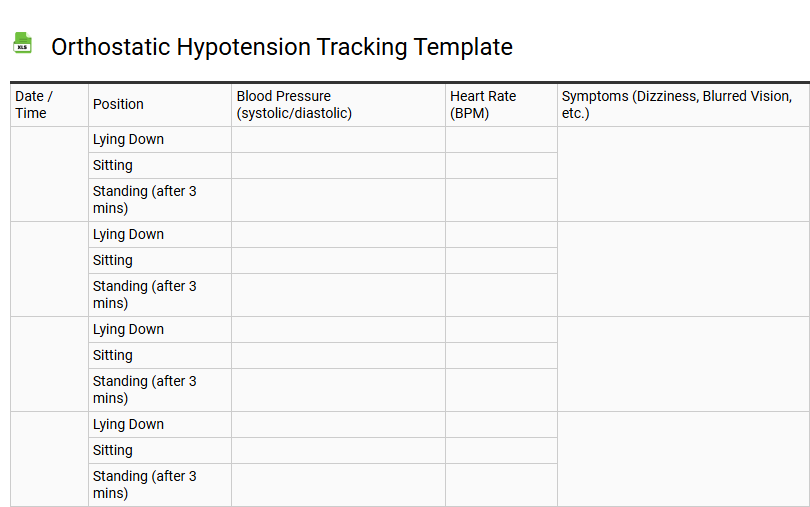 Orthostatic Hypotension Tracking Template