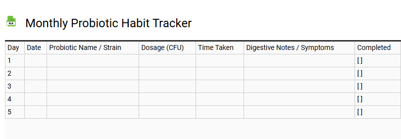 Monthly Probiotic Habit Tracker