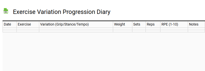 Exercise Variation Progression Diary