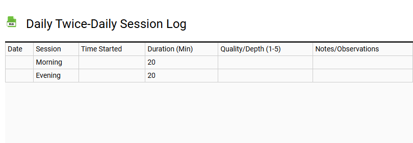 Daily Twice-Daily Session Log