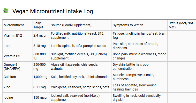 Vegan Micronutrient Intake Log