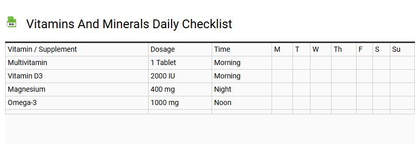 Vitamins and Minerals Daily Checklist